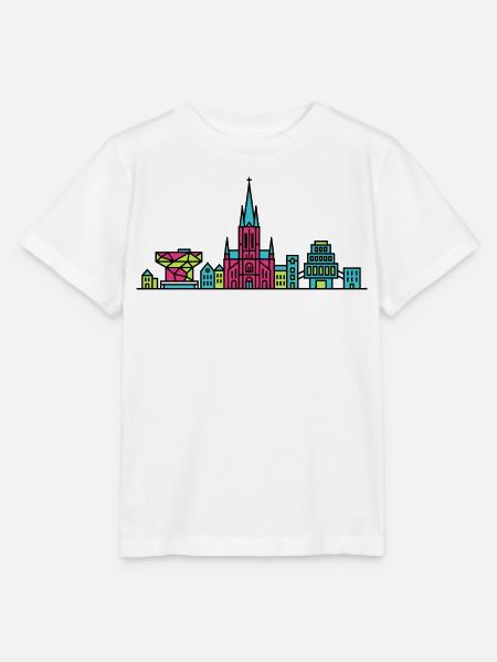 Antwerpener Stadtskyline-Kathedrale Moderne Linienkunst - Stanley/Stella Kinder T-Shirt MINI CREATOR  - Weiß