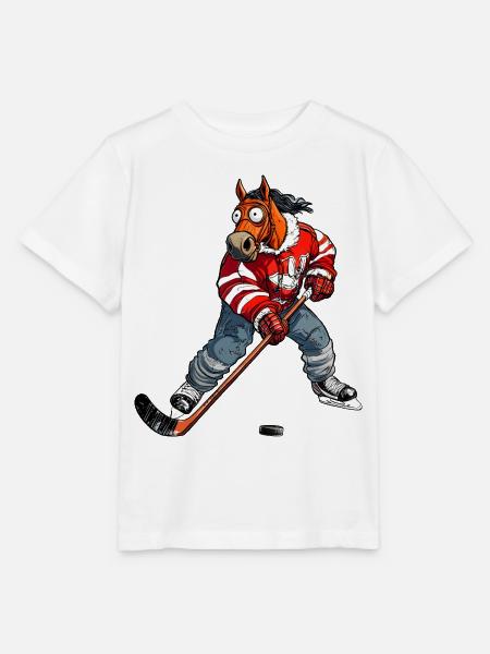 Eishockey Pferd - Stanley/Stella Kinder T-Shirt MINI CREATOR  - Weiß