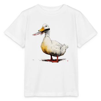Ente mit Messer im Schnabel - Stanley/Stella Kinder T-Shirt MINI CREATOR  - Weiß - Vorne - Maike (125cm)