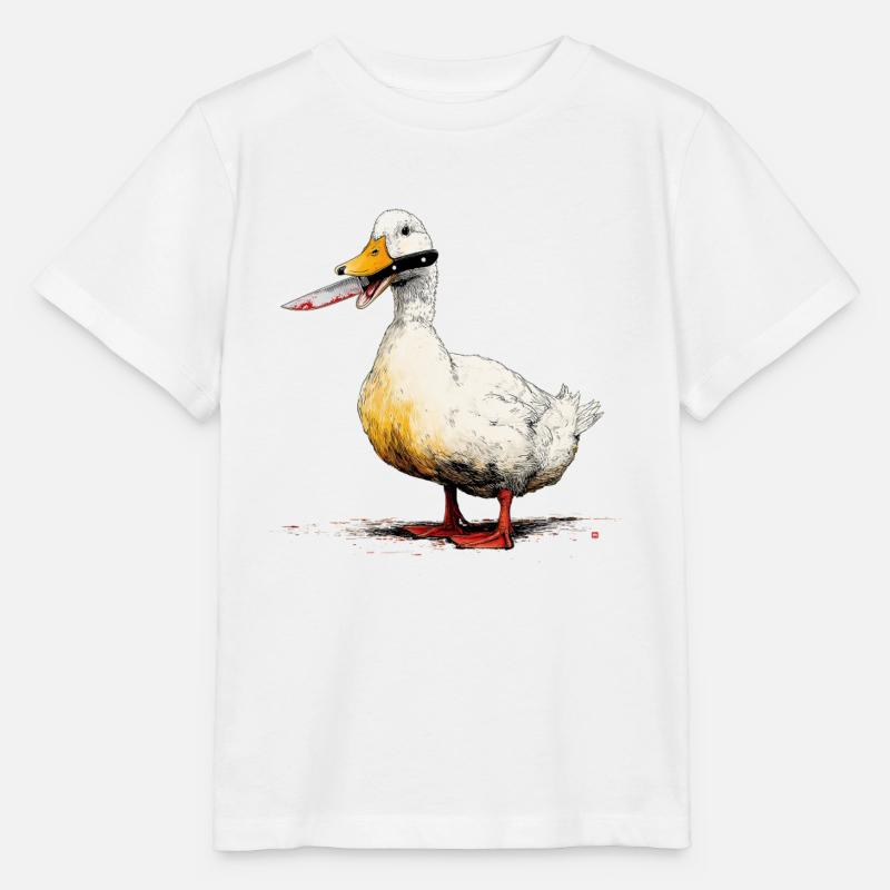 Duck with knife in its beak - Stanley/Stella MINI CREATOR Kids’ T-Shirt - white