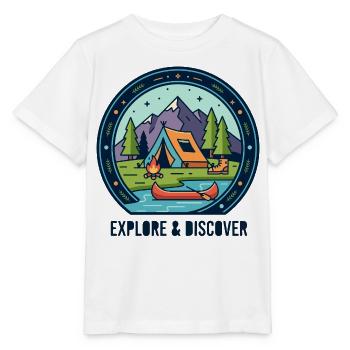 Entdecke Camping und Berge - Stanley/Stella Kinder T-Shirt MINI CREATOR  - Weiß - Vorne - Maike (125cm)