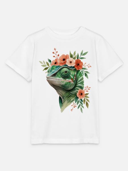 Blütenkranz mit Chamäleon - Stanley/Stella Kinder T-Shirt MINI CREATOR  - Weiß