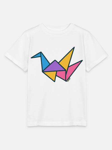 Bunter Origami-Kranich - Stanley/Stella Kinder T-Shirt MINI CREATOR - Weiß