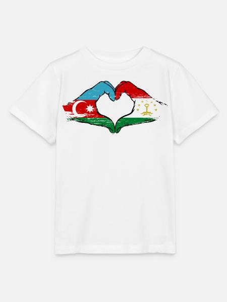Aserbaidschan Tadschikistan Flaggenherz - Stanley/Stella Kinder T-Shirt MINI CREATOR  - Weiß