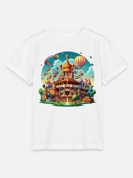 Fantasiepark Luftschiff-Karussell - Stanley/Stella Kinder T-Shirt MINI CREATOR - Weiß