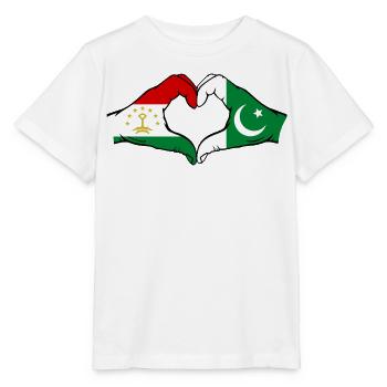 Tajikistan Pakistan Flagge Herzform - Stanley/Stella Kinder T-Shirt MINI CREATOR  - Weiß - Vorne - Maike (125cm)