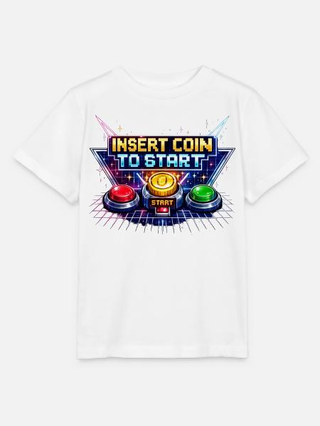 Arcade Startknopf Neon Retro - Stanley/Stella Kinder T-Shirt MINI CREATOR - Weiß