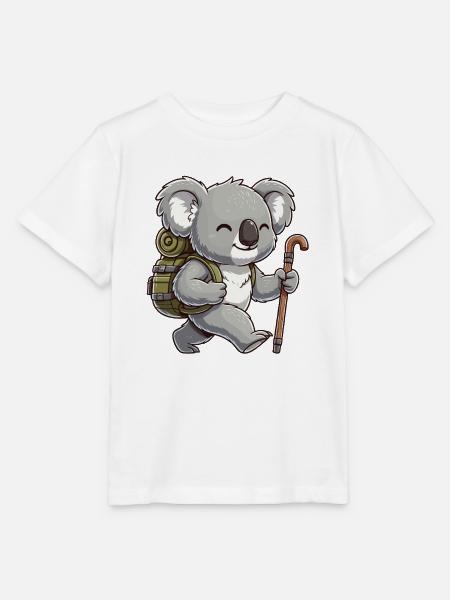 Cute Hiking Koala Bear Trekking Art - Stanley/Stella T-shirt MINI CREATOR til børn - hvid