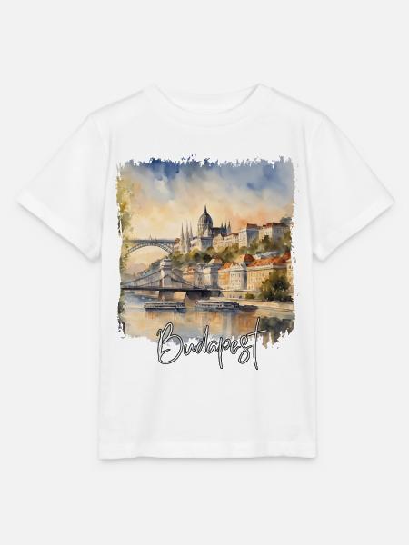 Budapest Watercolor, Budapest, Ungarn - Stanley/Stella Kinder T-Shirt MINI CREATOR - Weiß