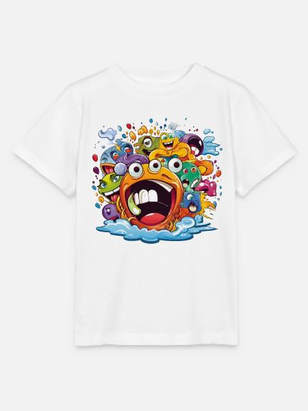 Kunterbunte Monsterbande Splash - Stanley/Stella Kinder T-Shirt MINI CREATOR - Weiß