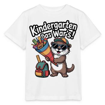 Kindergarten Spaß Otter mit Schulutensilien - Stanley/Stella Kinder T-Shirt MINI CREATOR  - Weiß - Vorne - Maike (125cm)