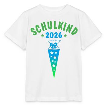 Schulkind 2026 Schultüte Sterne - blau grün - Stanley/Stella Kinder T-Shirt MINI CREATOR  - Weiß - Vorne - Maike (125cm)