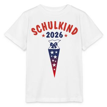 Schulkind 2026 - Schultüte - rot blau Farbverlauf - Stanley/Stella Kinder T-Shirt MINI CREATOR  - Weiß - Vorne - Maike (125cm)