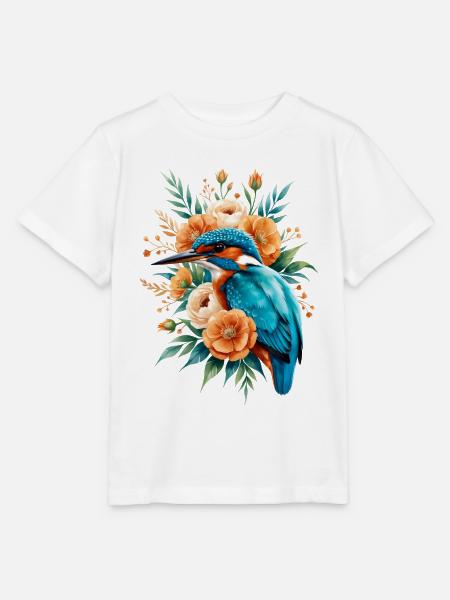Königfischer im Blütenkranz - Stanley/Stella Kinder T-Shirt MINI CREATOR  - Weiß