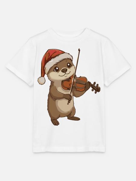 Weihnachtsotter-Tier spielt Geigenkunst - Stanley/Stella Kinder T-Shirt MINI CREATOR - Weiß