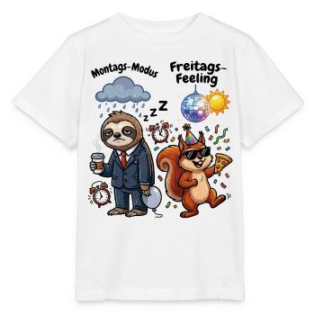 Montagsmodus vs Freitagsgefühl - Stanley/Stella Kinder T-Shirt MINI CREATOR  - Weiß - Vorne - Maike (125cm)