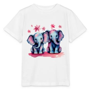 Éléphants pastel avec des fleurs - T-shirt bio MINI CREATOR Stanley/Stella Enfant - blanc - Devant - Maike (125cm)