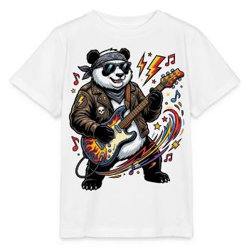 Panda Guitar Rocker in Leather - Stanley/Stella MINI CREATOR Kids’ T-Shirt - white - Front - Maike (125cm)