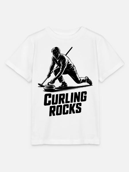 Curling Rocks Wintersport Silhouette Man - Stanley/Stella Kinder T-Shirt MINI CREATOR - Weiß