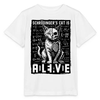 Le chat de Schrödinger est vivant, mort - T-shirt bio MINI CREATOR Stanley/Stella Enfant - blanc - Devant - Maike (125cm)