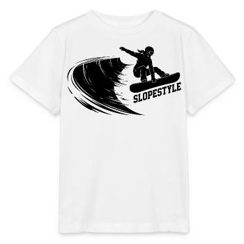 Slopestyle Snowboard Action in den Bergen - Stanley/Stella Kinder T-Shirt MINI CREATOR  - Weiß - Vorne - Maike (125cm)