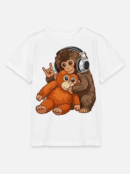 Monkey Punch Affe Musik hören - Stanley/Stella Kinder T-Shirt MINI CREATOR - Weiß