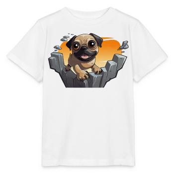 Pug am Felsen beim Sonnenuntergang - Stanley/Stella Kinder T-Shirt MINI CREATOR  - Weiß - Vorne - Maike (125cm)