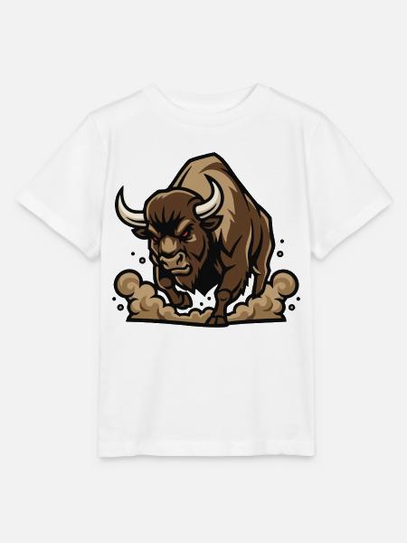 Wild Bison Charge Maskottchen Buffalo - Stanley/Stella Kinder T-Shirt MINI CREATOR - Weiß