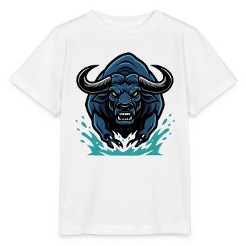 Bull Blue Electric Bull Charge Mascot Bull - Stanley/Stella MINI CREATOR Kids’ T-Shirt - white - Front - Maike (125cm)