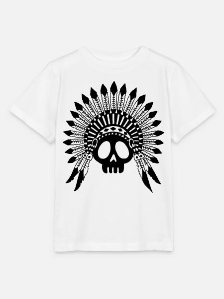 Indian Chief Skull (Schwarz) - Stanley/Stella Kinder T-Shirt MINI CREATOR - Weiß