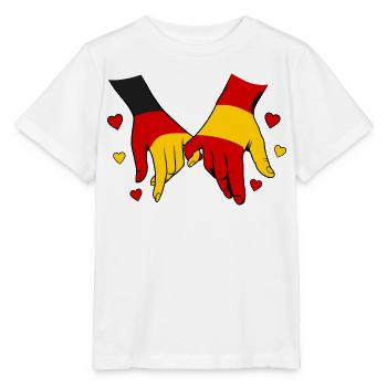 Deutschland_Spanien_Flagge_Haendehalten - T-shirt bio MINI CREATOR Stanley/Stella Enfant - blanc - Devant - Maike (125cm)