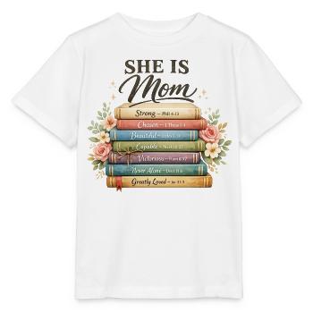 Bibelvers, Mama-Shirt – Stark, Schön, Auserwählt, - Stanley/Stella Kinder T-Shirt MINI CREATOR  - Weiß - Vorne - Maike (125cm)