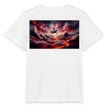 Winged Horseman on Volcano - Stanley/Stella MINI CREATOR Kids’ T-Shirt - white - Front - Maike (125cm)