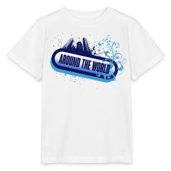 Around the World – Floral Blue Foam - Stanley/Stella MINI CREATOR Kids’ T-Shirt - white - Front - Maike (125cm)