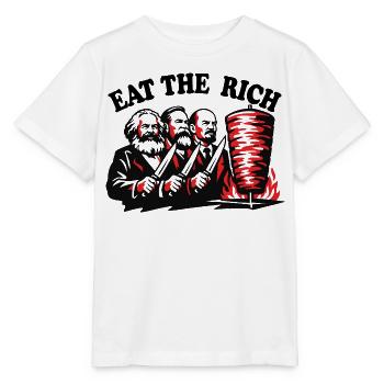 Mangez les riches - Marx Engels, Lénine - Döner Kebab - T-shirt bio MINI CREATOR Stanley/Stella Enfant - blanc - Devant - Maike (125cm)