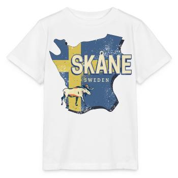 Skane Schweden Provinz Landkarte Vintage Souvenir - Stanley/Stella Kinder T-Shirt MINI CREATOR  - Weiß - Vorne - Maike (125cm)