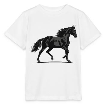 Black Horse in Profile Noble Equestrian Pace - Stanley/Stella MINI CREATOR Kids’ T-Shirt - white - Front - Maike (125cm)