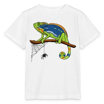 Chamäleon auf Ast mit Spinnennetz - Stanley/Stella Kinder T-Shirt MINI CREATOR  - Weiß - Vorne - Maike (125cm)