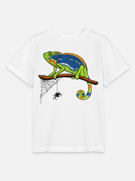 Chamäleon auf Ast mit Spinnennetz - Stanley/Stella Kinder T-Shirt MINI CREATOR  - Weiß