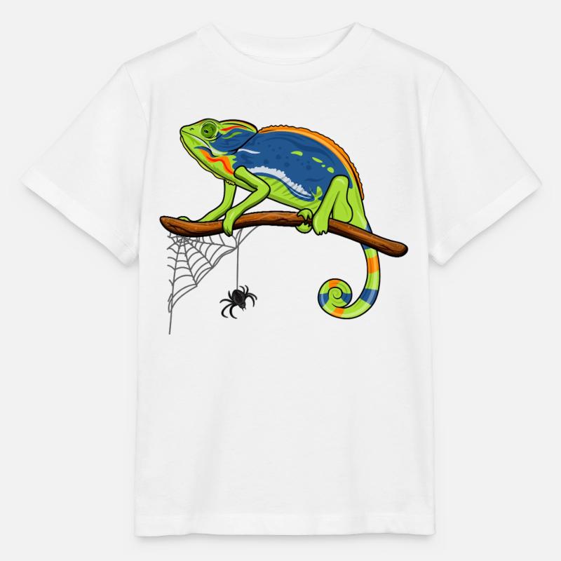 Chamäleon auf Ast mit Spinnennetz - Stanley/Stella Kinder T-Shirt MINI CREATOR - Weiß