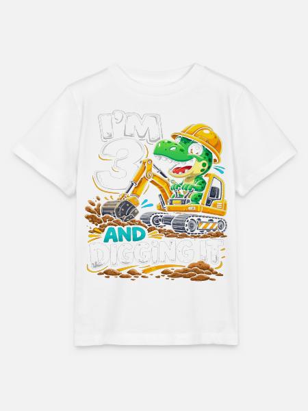 Dino Bauarbeiter Gräbt Es - Stanley/Stella Kinder T-Shirt MINI CREATOR - Weiß