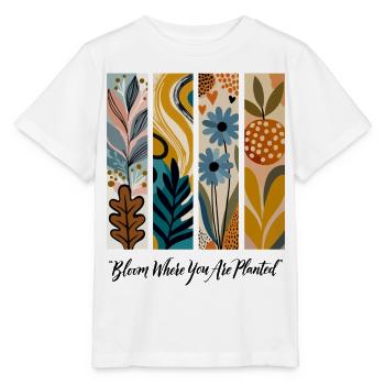 Blühende Botanische Panel-Collage - Stanley/Stella Kinder T-Shirt MINI CREATOR  - Weiß - Vorne - Maike (125cm)