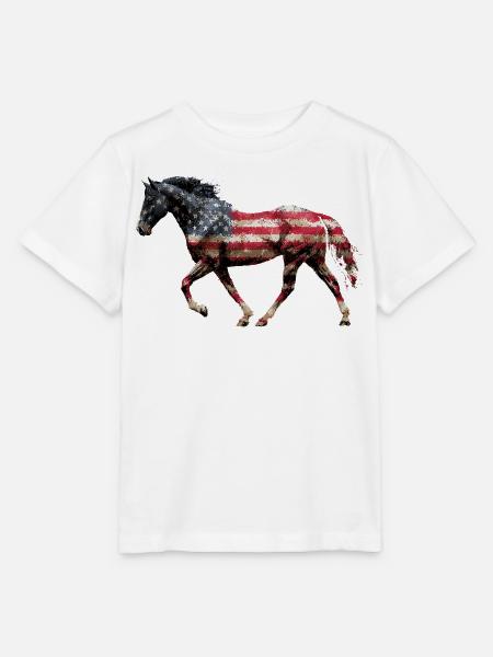 Pferd USA Flagge - Stanley/Stella Kinder T-Shirt MINI CREATOR  - Weiß