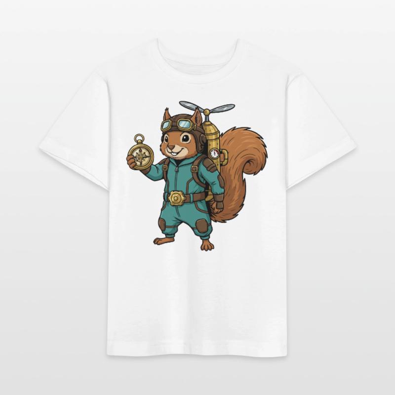 Squirrel Steampunk Aviator Jetpack Compass Stanley/Stella MINI CREATOR Kids’ T-Shirt