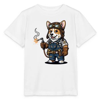 Corgi Soudeur Steampunk Mécanicien Industriel - T-shirt bio MINI CREATOR Stanley/Stella Enfant - blanc - Devant - Maike (125cm)