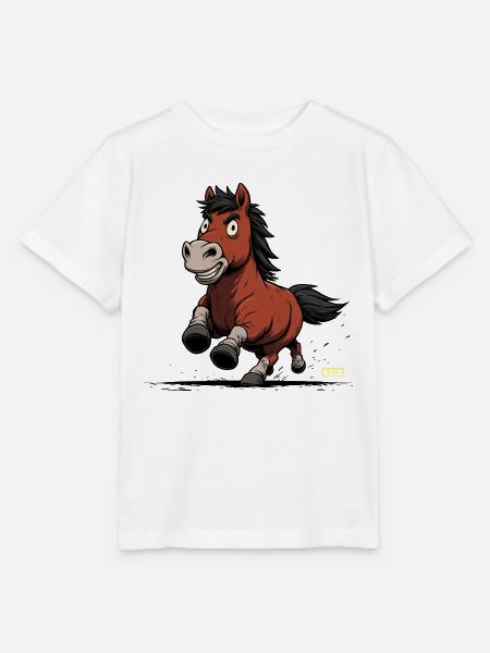 Rennendes Pony Karikatur - Stanley/Stella Kinder T-Shirt MINI CREATOR  - Weiß