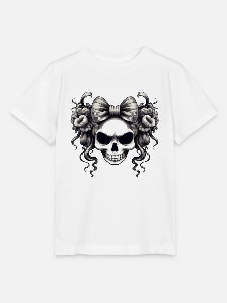 Schädel mit Schleife und Rosen - Stanley/Stella Kinder T-Shirt MINI CREATOR - Weiß