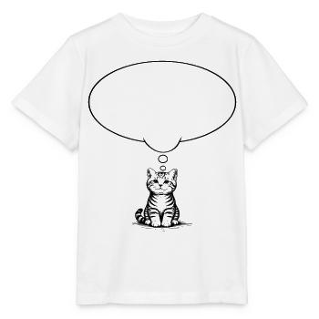 Katzenbaby sitzend mit Denkblase - Stanley/Stella Kinder T-Shirt MINI CREATOR  - Weiß - Vorne - Maike (125cm)