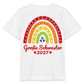 Große Schwester 2027 Boho Regenbogen bunt - Stanley/Stella Kinder T-Shirt MINI CREATOR  - Weiß - Vorne - Maike (125cm)