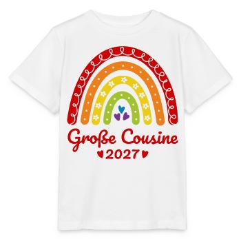 Große Cousine 2027 Boho Regenbogen bunt - Stanley/Stella Kinder T-Shirt MINI CREATOR  - Weiß - Vorne - Maike (125cm)